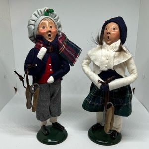 Byers' Choice boy and girl with skates
